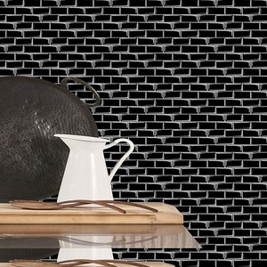 Gạch Điện Ngầm Đen Dày Hơn Gạch Tự Dính Dính Trên Gạch Ốp Tường Chống Nước 3d Peel And <span class=keywords><strong>Stick</strong></span> Backsplash - Product Image 3