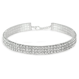 Pour <span class=keywords><strong>Amazon</strong></span> Explosions femmes élégant trois cinq huit rangée véritable strass collier Super large clavicule chaîne mode Chokers - Product Image 2