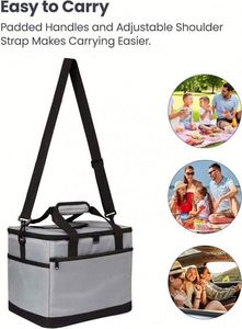 กระเป๋าเก็บความเย็นแบบมีโลโก้สั่งทำปี 2024 ความจุ 30 ลิตร สำหรับใส่อาหารกลางวัน เก็บความร้อนและความเย็นได้ ป้องกันการรั่วซึม มีสายสะพายและช่องใส่ของหลายช่อง - Product Image 4