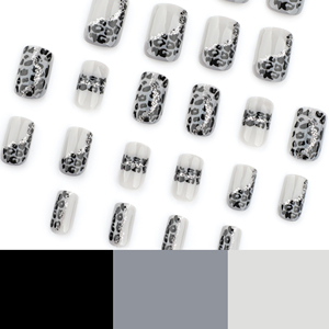 24 piezas estampado <span class=keywords><strong>de</strong></span> leopardo gris <span class=keywords><strong>de</strong></span> gama alta tipo cuadrado corto arte acrílico prensa en las <span class=keywords><strong>uñas</strong></span> artificiales <span class=keywords><strong>uñas</strong></span> postizas 3582 - Product Image 3