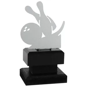 Metal <b>Bowling</b> Trophy With Black Base Customizable - Product Image 1
