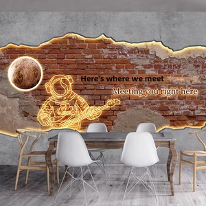 Papier peint 3D stéréoscopique lumineux à la lumière de lune, imperméable, en tissu non tissé sans couture, pour restaurant industriel, restaurant de fondue, barbecue, bar - Product Image 2