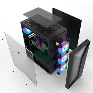 Boîtier de jeu E-Space <span class=keywords><strong>ALSEYE</strong></span> avec panneau latéral en verre standard, ports USB3.0/USB2.0/audio - Product Image 6