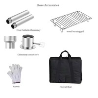 Poêle de camping portable en acier inoxydable à bois avec tuyaux de cheminée, chauffage de sauna extérieur, four de fête pour tente et barbecue