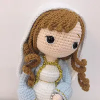 Statuette de la Vierge Marie en coton fait main, crochetée, cadeau de baptême catholique, décoration religieuse chrétienne, Noël