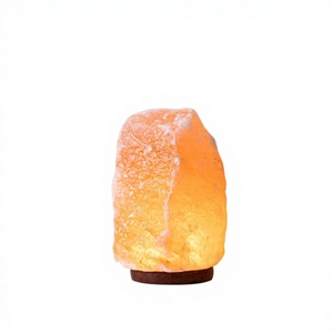 Lámpara de Sal de Cristal Natural del Himalaya Hecha a Mano, Ecológica, con Forma Geométrica y Base de Madera para Decoración del Hogar, Luz Nocturna, Regalos - Product Image 1
