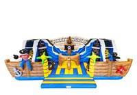 Ciudad de Diversión Inflable Comercial con Temática Pirata, Castillo Inflable Grande de PVC, Parque Infantil Inflable para Alquiler en Eventos