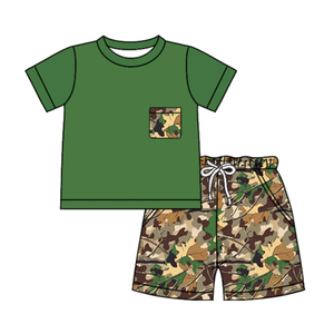 Conjunto de Ropa de Boutique al por Mayor para Bebé Niño, Pantalones Cortos de Algodón y Spandex con Estampado de Ramas y Hojas, Estilo Casual de Primavera/Otoño, 2 Piezas - Product Image 5