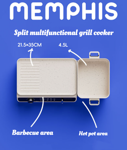 Parrilla eléctrica portátil 2025 con olla caliente, nuevo y conveniente almacenamiento plegable, barbacoa multiusos sin humo, Material antiadherente de PTFE - Product Image 4