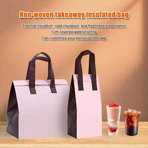 Sac isotherme personnalisé pour petites entreprises, en non-tissé rouge, pour emballage de café, thé, aliments, à emporter, recyclable, en matériau PP - Product Image 6