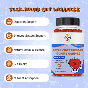 Gummies au vinaigre de cidre de pomme OEM ODM avec vitamine B12, vinaigre de cidre de pomme naturel pour la gestion du corps, gummies digestifs sains - Product Image 3