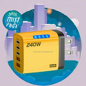 Nuevo Cargador Rápido para Teléfono Móvil de 240W con Múltiples Puertos, Enchufe EU, US, UK, USB C, Luz LED para Smartphones - Product Image 3