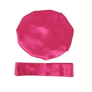 Ensembles de bonnets personnalisés « Maman et moi » en satin, bonnets de nuit réversibles à double couche, bonnets de créateur pour femmes et bébés - Product Image 3