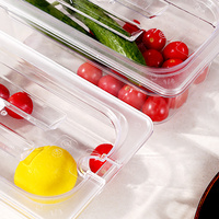 Récipient Gastronorm en plastique PC transparent chauffant Sélection de casseroles GN rectangulaires à compartiment unique pour le stockage des aliments