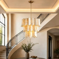 JYLIGHTING Lustre moderne de luxe en fer, base d'ampoule E12, suspension LED blanche, garantie 2 ans, hauteur réglable, pour salon