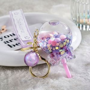 <b>Cute</b> Quicksand Liquid Motion Lollipop Keychain Snow Glitter Floating in Acrylic Pendant <b>Cute</b> <b>Keyring</b> - Product Image 2