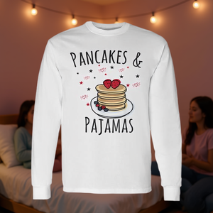 แพนเค้กและชุดนอน เสื้อยืดแขนยาวน่ารักสไตล์คาวาอิสำหรับงานปาร์ตี้นอนเล่น - Product Image 3