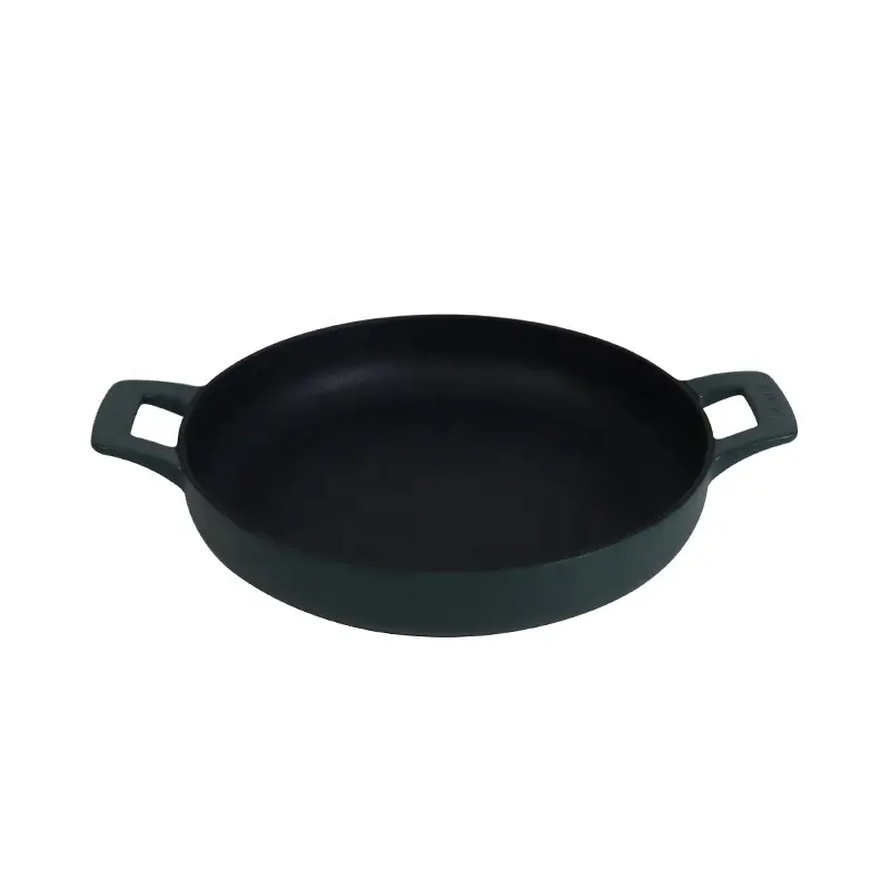 Cast Iron Dual Loop Handle Frying Pans for Bread Pizza Outdoor Cooking