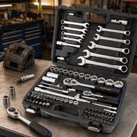 Jeu de douilles à cliquet professionnel 82 pièces en CR-V avec embouts Torx 1/4 et 1/2, clé combinée et douille pour bougie d'allumage pour voiture