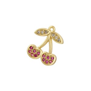 Dijes de Cobre con Baño de Oro 18K, Esmalte <span class=keywords><strong>Rosa</strong></span> Brillante y Circonita, Lindos y Delicados, Accesorios de Joyería de Moda para la Creación de Broches de Diamantes de Imitación - Product Image 2