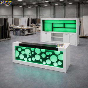 Diseño de Barra Comercial Personalizada para Restaurante de Lujo, Barra de Servicio de Alta Calidad en Piedra Acrílica para Cafetería Deportiva y Billar - Product Image 3