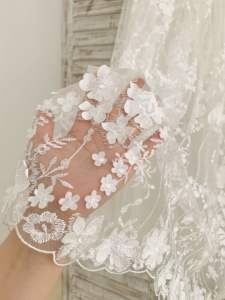 Manches courtes <span class=keywords><strong>blanc</strong></span> ivoire dentelle robe de baptême longue robe de baptême robe bébé fille robe de baptême tenue de baptême - Product Image 6