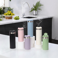 Gobelet isotherme à couvercle rabattable 350 ml 500 ml, intérieur en acier inoxydable 304, tasse droite et fine, 6 couleurs, logo personnalisé, cadeau d'entreprise
