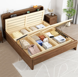 Hot <strong>Sale</strong> Modern Home Bedroom Furniture Wholesale Birch Wood Adjustable Height Eco-Friendly Storage <strong>Bed</strong> with Drawers - Product Image 3