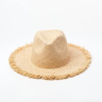 Chapeau de plage en raphia avec pompon, vente en gros