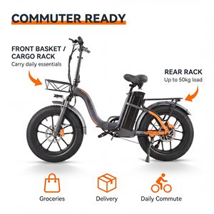 Vélo électrique hybride tout-terrain Vakole Y20 Pro, pneus larges de 20 pouces, batterie 1440Wh, Shimano 7 vitesses, freins hydrauliques - Product Image 4