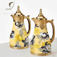 Termo de Café de Alta Calidad de 1000 ml, Cuerpo de Cerámica y Metal, Vaso de Vidrio, Juego de Regalo Empresarial, Tapa de Plástico, Aislamiento Térmico de 12 a 24 Horas