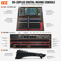 Console de mixage audio professionnelle DSZ DS-20PLUS 16 canaux en aluminium avec écran tactile, effets intégrés, enregistrement USB, entrées XLR stéréo