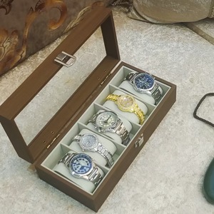 Modern Rectangle Wood <b>Box</b> with <b>Folding</b> Design Stylish Clothing Accessory Organizer for Multiple Watches - Product Image 1