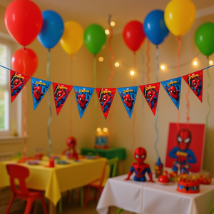 Guirlande de bannière Spiderman Party Love 2,3 m en plastique, décorations de fête triangulaires, fournitures d'anniversaire - Product Image 2