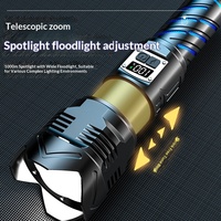Lampe torche rechargeable ultra-lumineuse SZ-A10, corps en alliage d'aluminium, fonction zoom, affichage numérique, lumière blanche longue portée