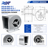 Nuevo Ventilador Centrífugo D4E180-CA02-36 AC 230V 180mm de Alto Flujo de Aire con Doble Entrada para Reemplazo en Gabinetes de Módulos Inversores