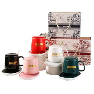 Business Mug Set Heizkissen Temperatur regel becher Smart Coffee Ceramic Mug Warmer mit benutzer definiertem Logo Hochzeits geschenk für Gäste - Product Image 2