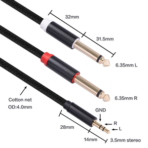 Ordenador chapado en oro de aleación de aluminio conectado a la consola mezcladora <span class=keywords><strong>2</strong></span> en 1 Cable blindado de audio de 3,5mm a 6,35mm - Product Image 4