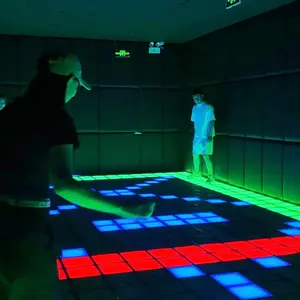 Best-Selling Active Game Led Floor 30x30cm Hopping Lattice Light Activate Game Interactive Led Dance Floor For Kid Games