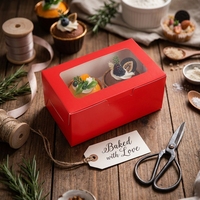 Boîtes à cupcakes en papier à 2 trous avec fenêtre transparente, boîte de rangement pour 2 friandises, emballage de gâteaux pour pâtisserie, fête d'anniversaire, fournitures de pâtisserie pour les fêtes