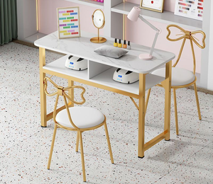 <span class=keywords><strong>Mesa</strong></span> de manicura de lujo con luz de Metal moderna 2025, <span class=keywords><strong>precio</strong></span> especial, tablero de densidad, <span class=keywords><strong>MESA</strong></span> DE MANICURA Doble - Product Image 6