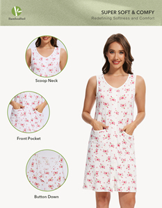Liquidación de Pijamas: Camisón sin Mangas para Mujer, con Botones al Frente, Color Sólido, Largo hasta la Rodilla, Gran Venta de Liquidación - Product Image 6