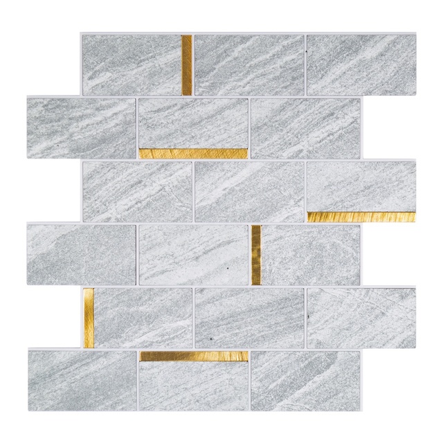 DIY Wall Decoration Subway Mosaic PVC and Aluminum Peel and Stick Backsplash Tile for Kitchen