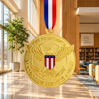 Médaille de service bénévole professionnelle personnalisée en alliage de zinc, émail en relief 3D, plaqué or, Aigle américain, récompenses d'honneur et de réussite