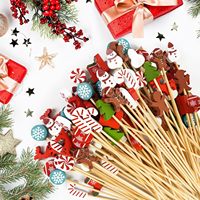 Piques à cocktail en bambou, brochettes jetables en bois, écologiques et biodégradables, pour apéritifs de fête de Noël, décoratives