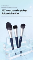 Kit kuas rias Vegan profesional Set Eyeshadow Highlighter Foundation kosmetik mewah biru gelap untuk Concealer wajah pribadi