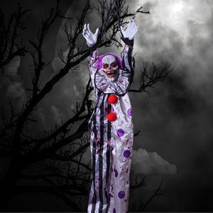 DAMAI Halloween Hanging Shaking Scary Clown with Light Red Eyes Sound Touch Activated for Halloween Outdoor Yard Decor Prop - Product Image 3