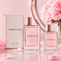 Flacon de parfum en verre plat avec bouchon et boîte, 25 ml 50 ml 100 ml, emballage de parfum vide