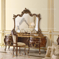 Style de panneau en bois d'Italie pour la table de maquillage de chambre à coucher pour l'ensemble de meubles de chambre à coucher avec miroir et coiffeuse de tiroir