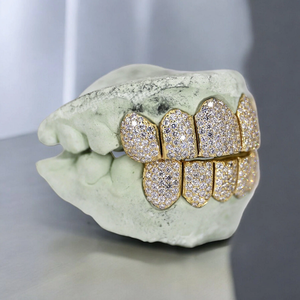 Grillz 6 sur 6 en Moissanite VVS, personnalisés style Hip Hop, plaqués or, en argent 925, sertis de diamants, pour hommes et femmes - Product Image 2